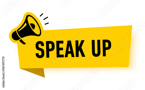 Megaphone with speak up speech bubble. Loudspeaker. Banner for business, marketing and advertising. Vector illustration.