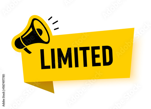 Megaphone with limited speech bubble. Loudspeaker. Banner for business, marketing and advertising. Vector illustration.