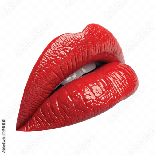 abstract 3d Kissing woman's Bright red lips  isolated on white background