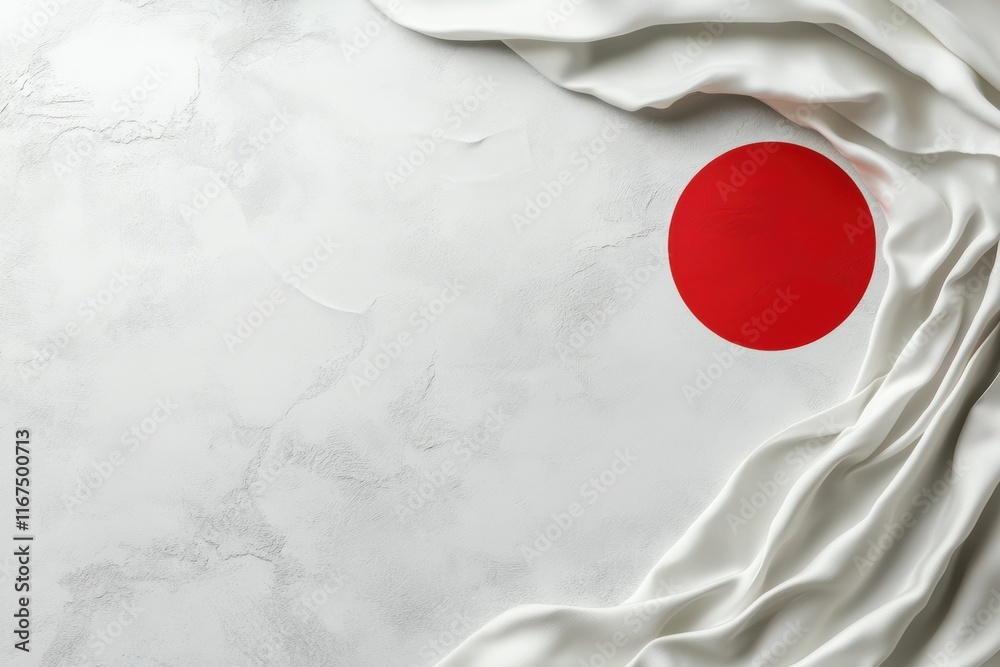 Naklejka premium 日本の国旗が白い布に包まれている様子