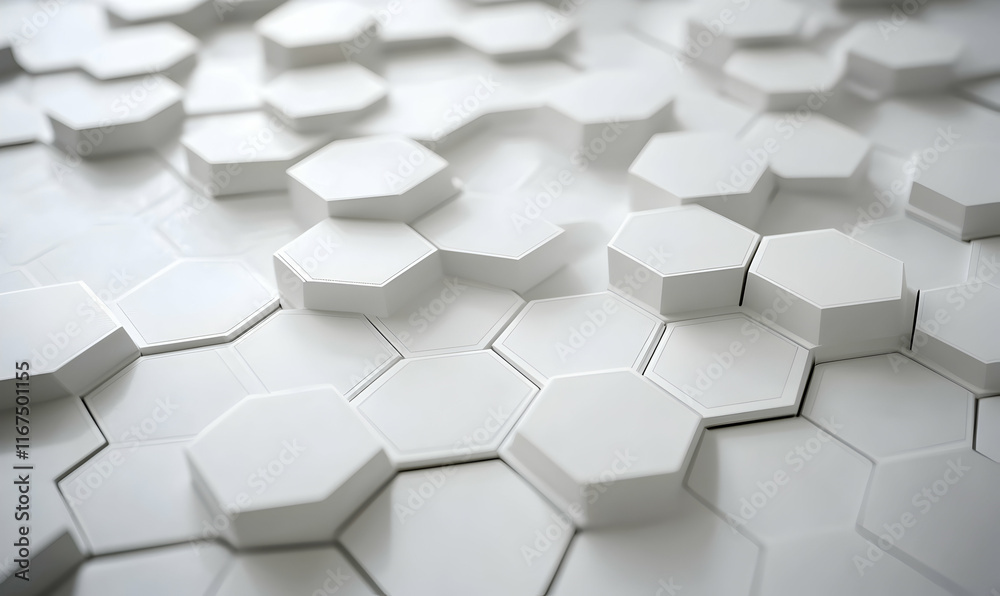 White background with hexagonal patterns and technological elements for a technology White background with hexagonal patterns and technological elements for a technology