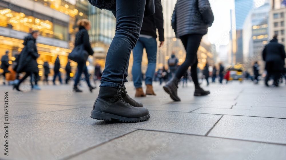 People walking together on a sidewalk, capturing city life in motion - Urban Chaos People walking together on a sidewalk, capturing city life in motion - Urban Chaos