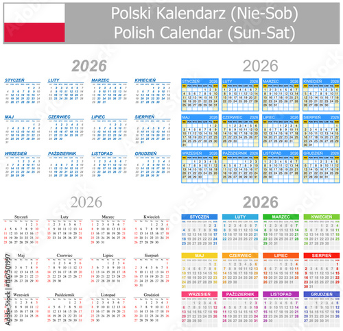 2026 Polish Mix Calendar Sun-Sat on white background