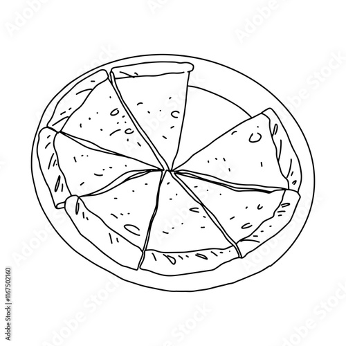 Traditional Dagestani food, traditions of the Caucasus Mountains, khachapuri imeruli, line minimalistic illustration. Vector illustration