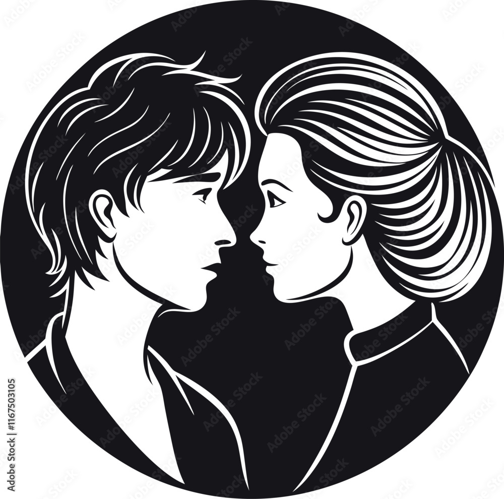 Valentines couple vector silhouette Valentines couple vector silhouette