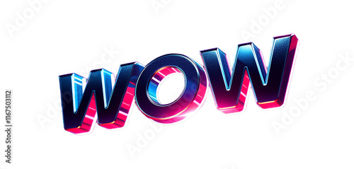 Wow 3D Text, A vibrant and bold 3D rendering of the word 
