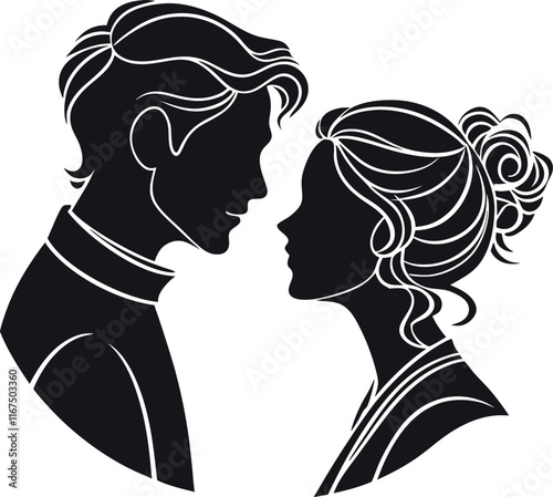 Valentines couple vector silhouette 