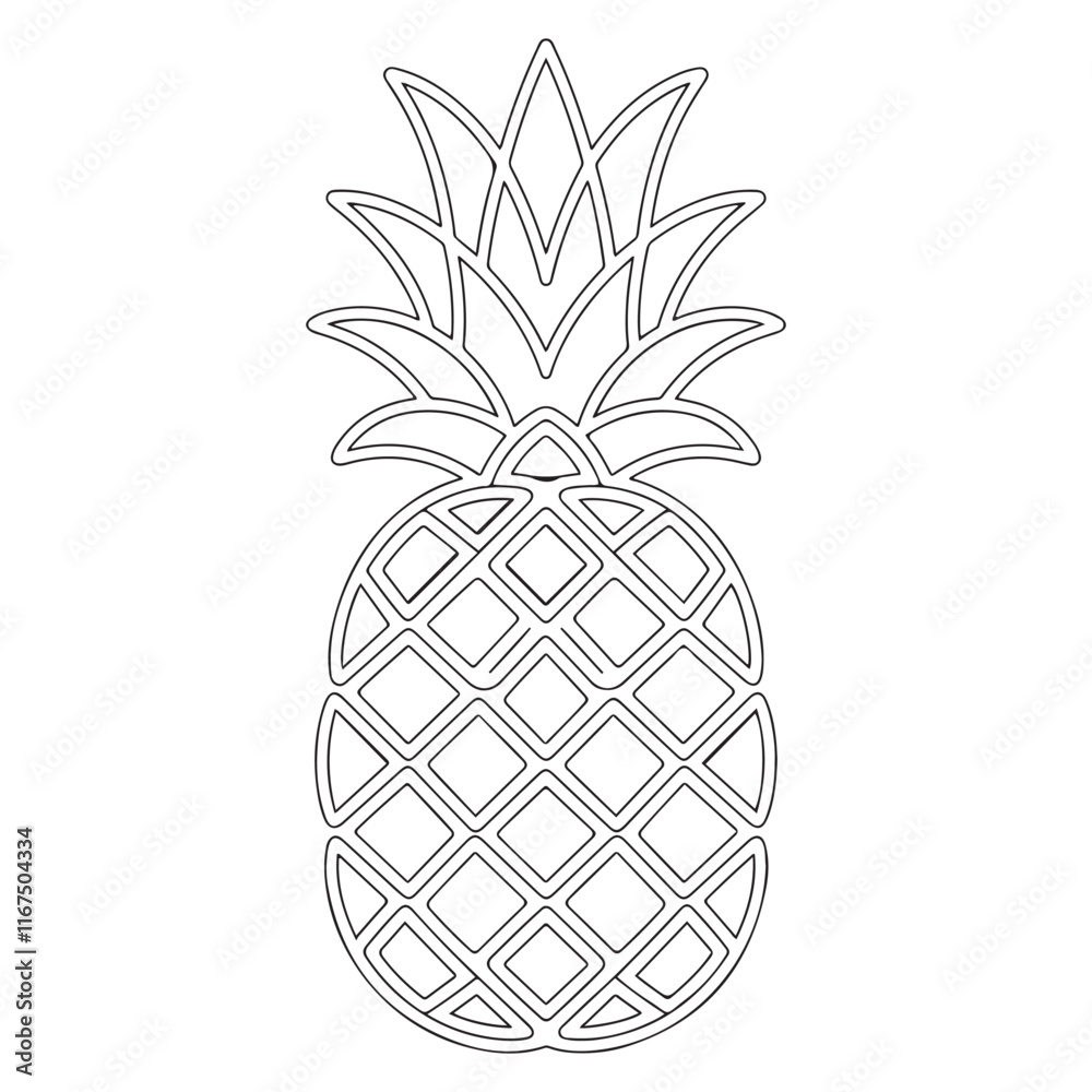 Obraz premium Pineapple Fruit Vector for Coloring Pages for Kids
