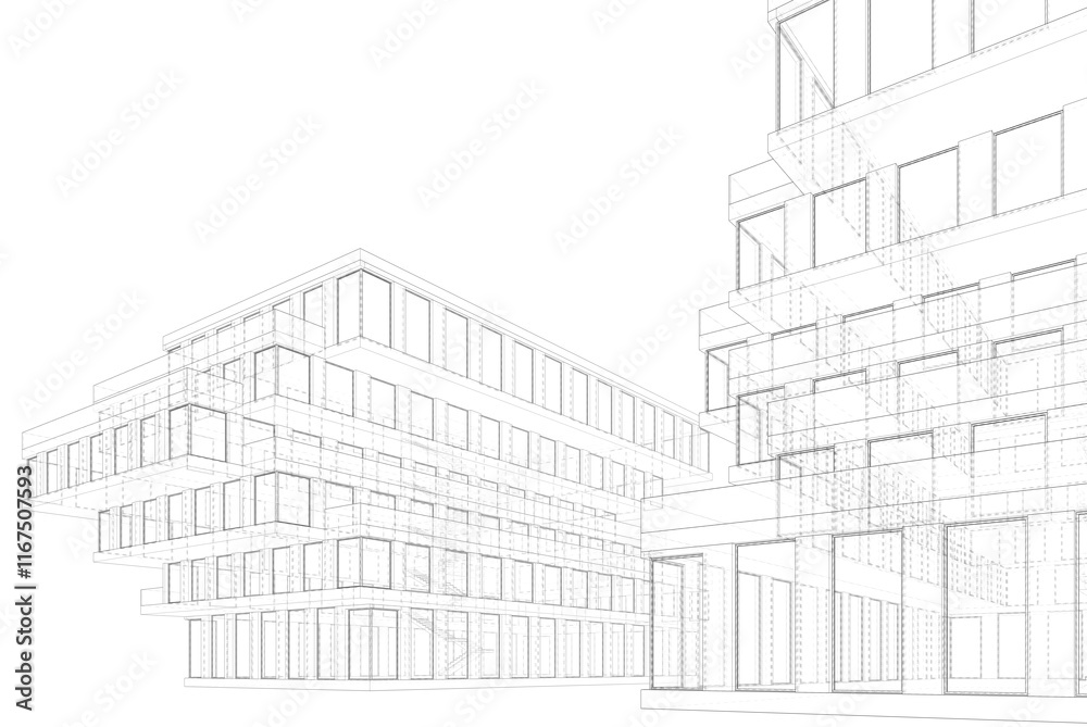 Modern building architecture 3d illustration Modern building architecture 3d illustration