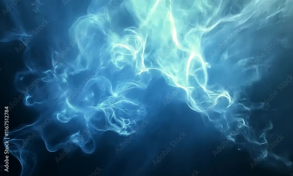 Abstract swirling blue nebula, cosmic energy, ethereal fantasy