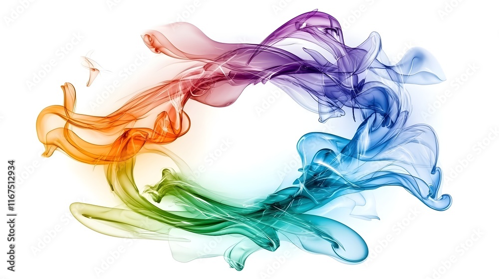 Glowing Neon Circle Erupting with Vibrant Swirling Smoke and Color Glowing Neon Circle Erupting with Vibrant Swirling Smoke and Color