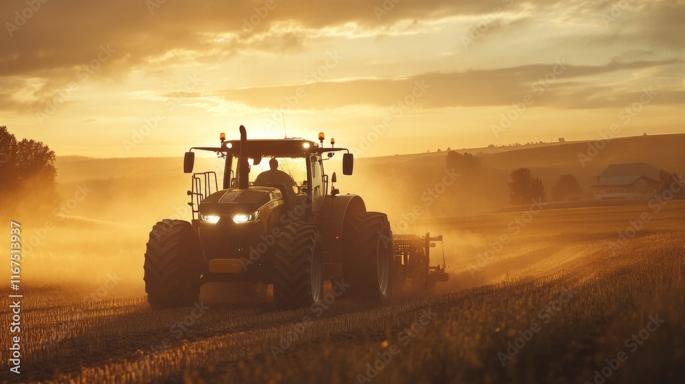 Fototapeta premium Early Morning Agricultural Technology in Overcast Light