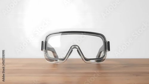 a pair of goggles with a protective lens on a black background with a reflection of the goggles, Évariste Vital Luminais, holography, zeiss lens, a 3D render