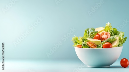 Delicious salad in a bowl for a healthy meal with copy space for text photo