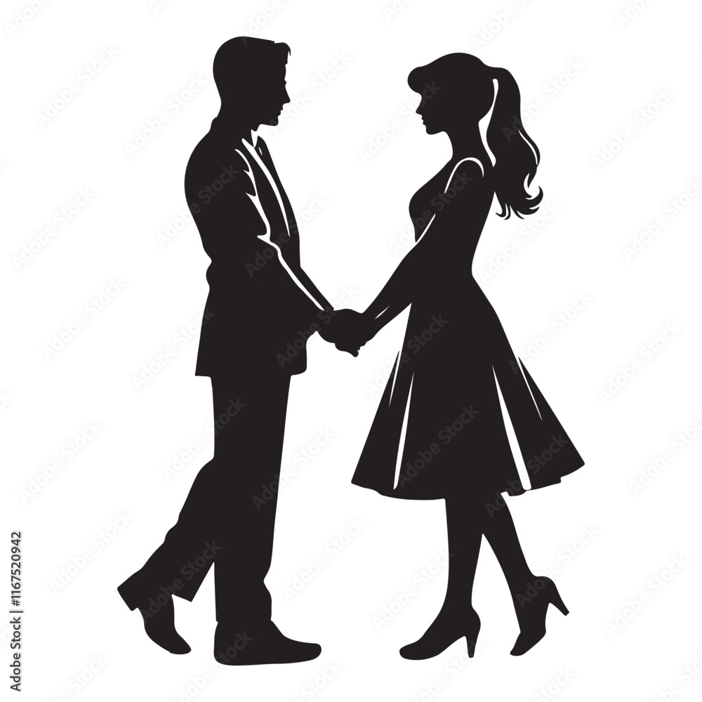 Man and woman couple holding hand silhouette Man and woman couple holding hand silhouette