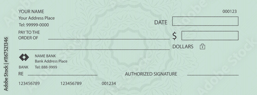 Empty money bank cheque Currency payment coupon, money check background