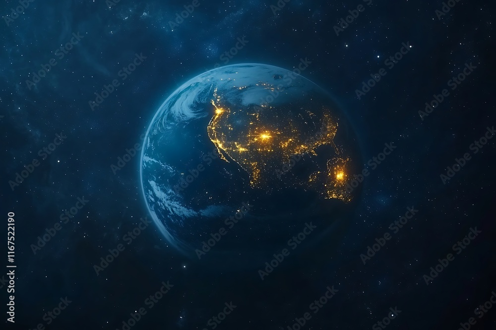 Obraz premium Earth City Lights at Night from Space42