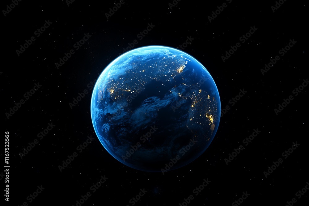 Obraz premium Night Earth from Orbit City Lights and Continents