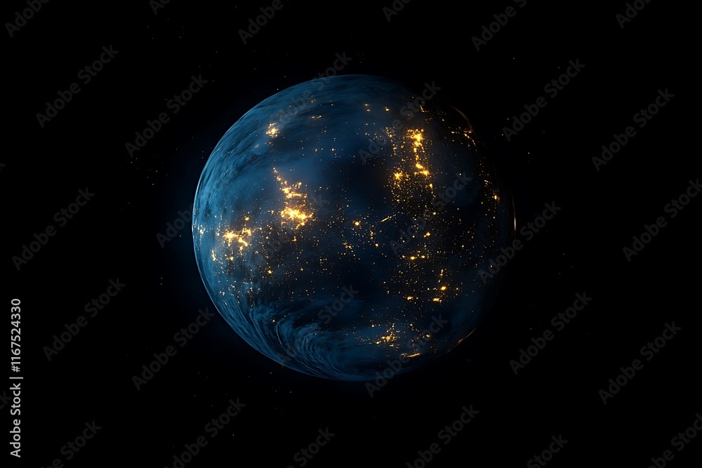 Fototapeta premium Night View of North America City Lights from Space