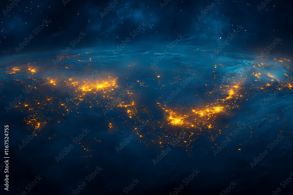 Fototapeta premium Glowing City Lights of North America from Space