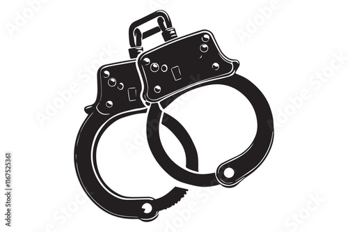 handcuff vector silhouette in white background