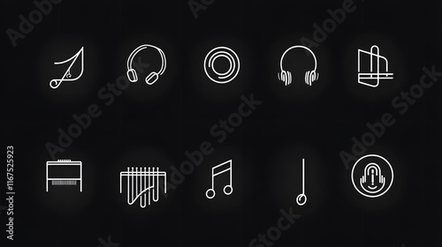 Minimalist Music Instrument and Audio Icons Design photo