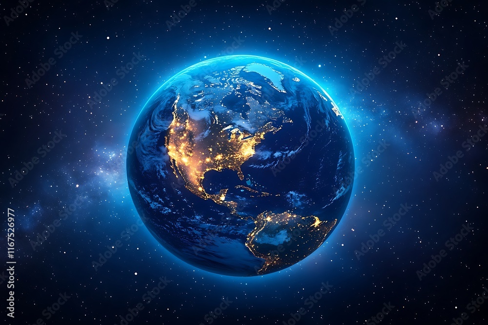 Obraz premium Earth at Night from Space Aerial View