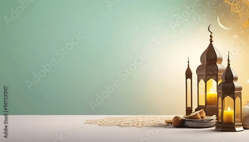 Serene Ramadan Lanterns: Golden Glow and Festive Decor