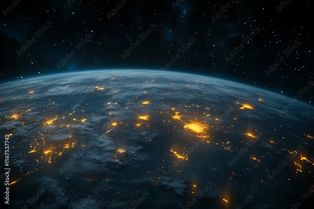 Obraz premium Earth at Night with City Lights and Stars2