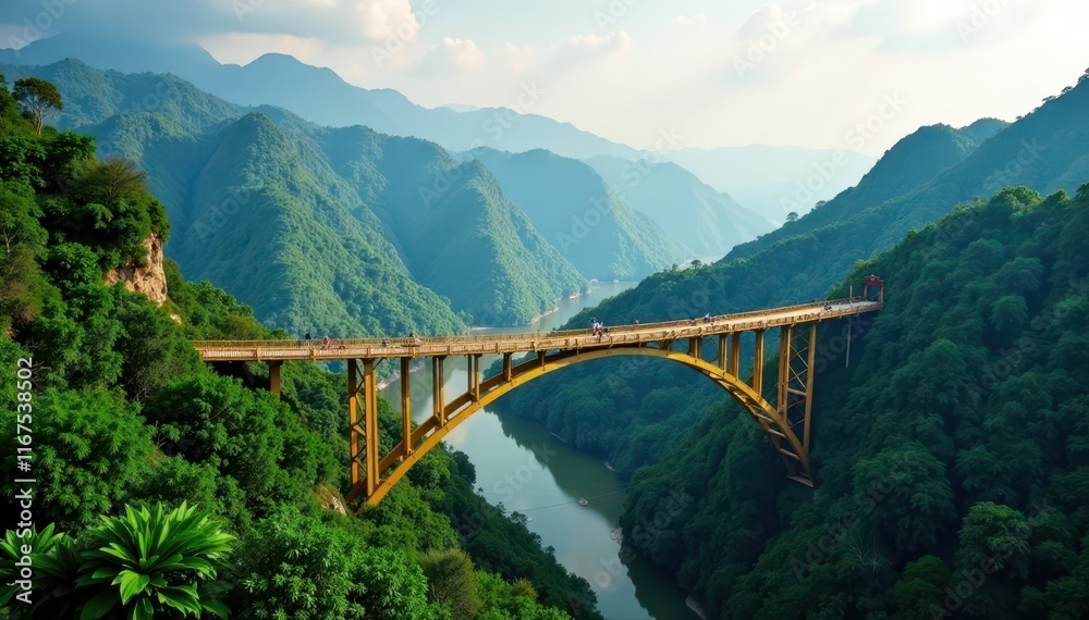 Golden Bridge, Bana Hills, Vietnam Lush green mountains backdrop , landmark, bridge, golden bridge Golden Bridge, Bana Hills, Vietnam Lush green mountains backdrop , landmark, bridge, golden bridge