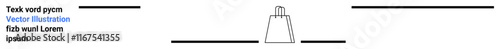 Minimalist shopping bag icon centered between horizontal lines, with dummy text on the left. Ideal for e-commerce, retail, shopping, online store, sale, marketing and web design themes. Landing page