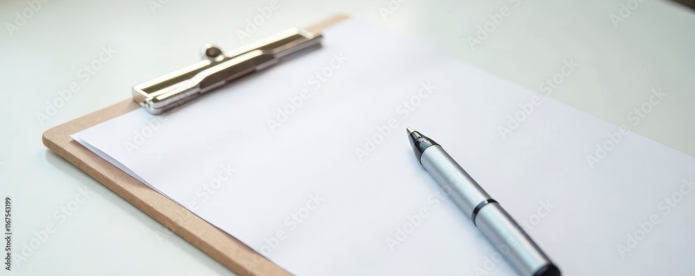 custom made wallpaper toronto digitalBlank clipboard, pen rests atop; pristine white background, learning, idea, writing