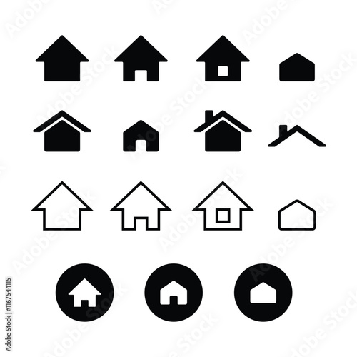 home icon set, perfect for web, app, or infographic usage. minimalist and modern vector illustration