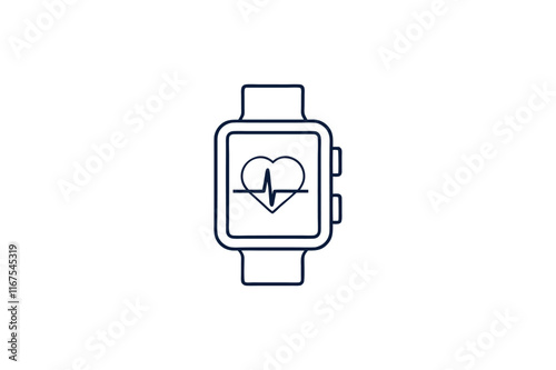 smart watch line art vector illustration on white background