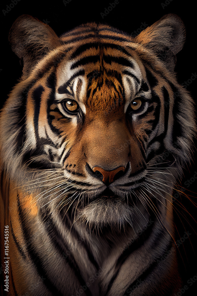 Fototapeta premium Majestic Tiger Portrait - Powerful Eyes and Stripes