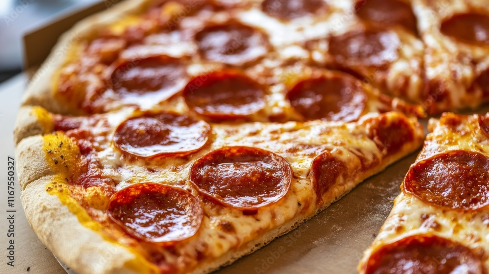 Appetizing Pizza Slices on Display with Warm Lighting Appetizing Pizza Slices on Display with Warm Lighting