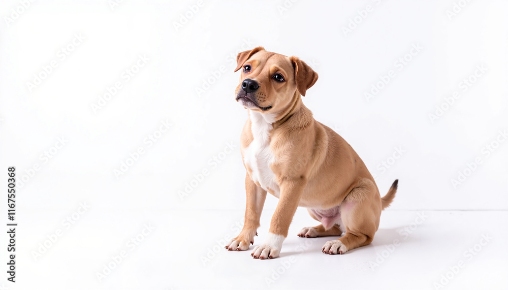 Adorable dog sitting with a curious expression on a white background Adorable dog sitting with a curious expression on a white background