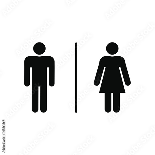Toilet Restroom WC Sign Signboard. restroom sign, bathroom icon, toilet symbol.  Male and female icon