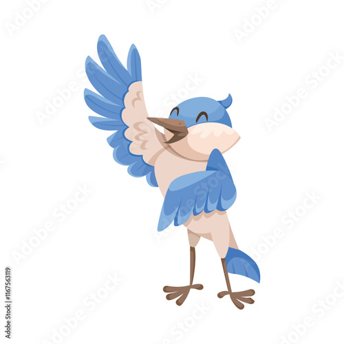 Singing Bird with Beak Enjoy Spring Vector Illustration photo