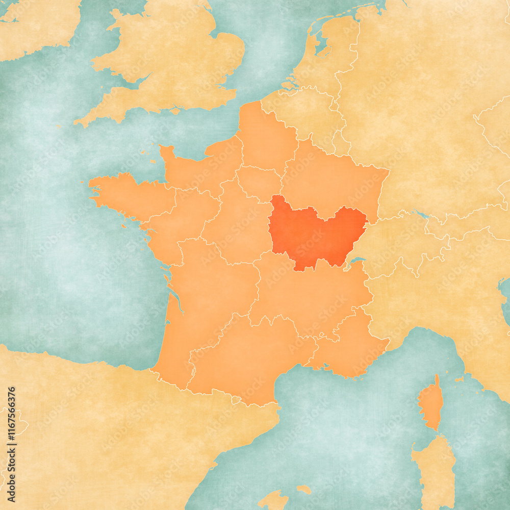 Map of France - Bourgogne-Franche-Comte Map of France - Bourgogne-Franche-Comte