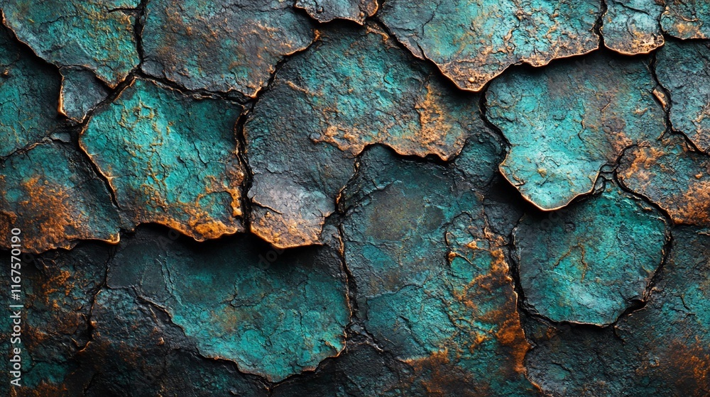 Teal and Copper Patina Textured Surface Abstract Teal and Copper Patina Textured Surface Abstract