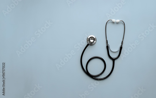 A Stethoscope Ob a Solid Surface Background