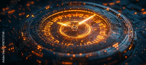 Wallpaper Mural Futuristic Digital Clock Glowing Brightly, Symbolizing Time Management in Business Torontodigital.ca