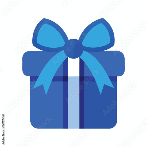 Blue Gift Bow Vector Illustration ? Cartoon Clipart & Line Art Design.eps