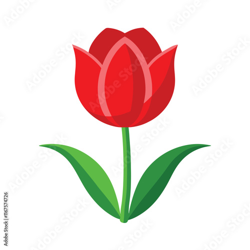 Red Tulip Flower Vector Illustration - Clipart, Line Art & Cartoon Design for Printable Graphics 1.eps