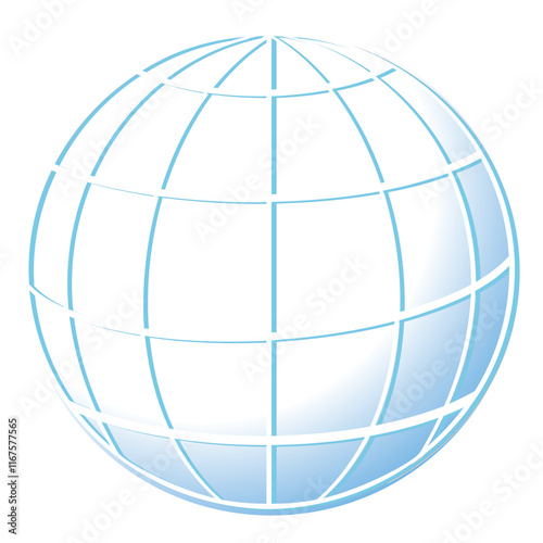 World Wide Web Icon. graticule globe Meridian and parallel, vector template graticule ball with lines Earth globe with meridians and longitude, 3D sphere vector illustration