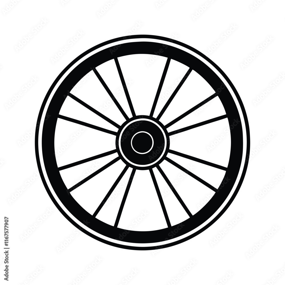 Fototapeta premium Wheel silhouette vector art illustration