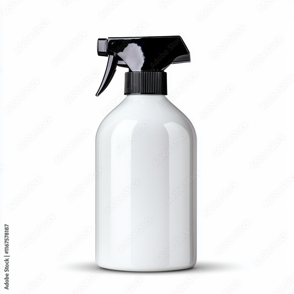 Cleaning action with spray bottle home environment product photography minimalist viewpoint household concept, isolated on white background Cleaning action with spray bottle home environment product photography minimalist viewpoint household concept, isolated on white background