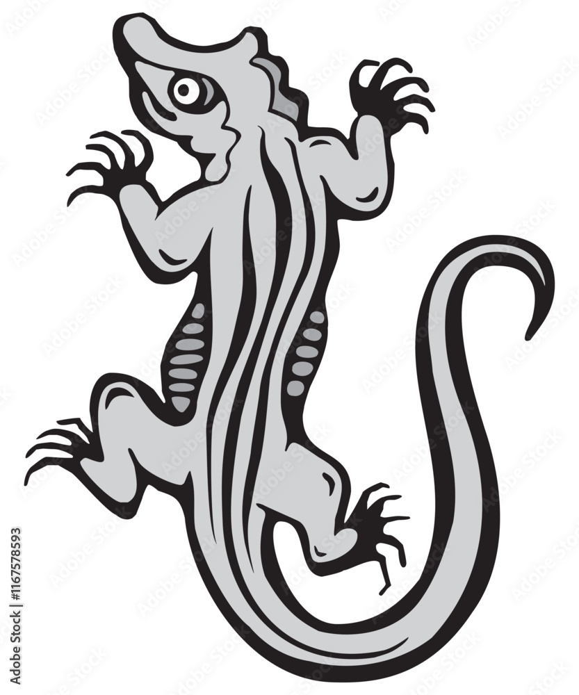 Obraz premium Lizard silhouette in gray. Vector illustrator. Lizard for tattoo
