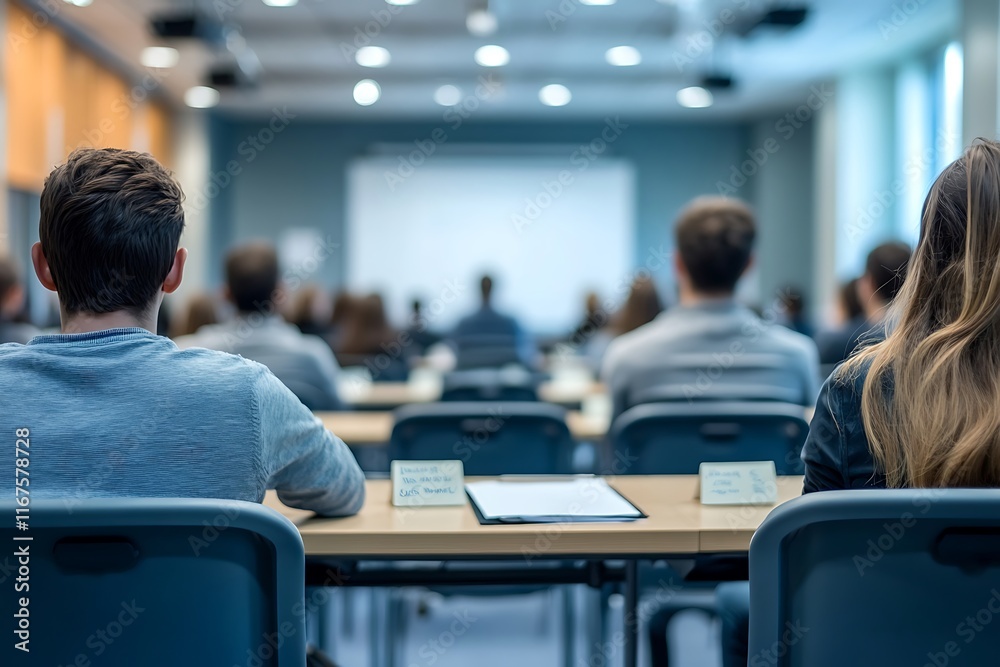 Students in Modern Classroom Conference Back View Students in Modern Classroom Conference Back View